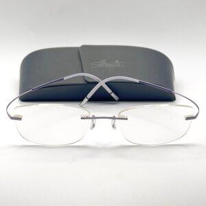 Silhouette 6639 40 6057 7581 Eyeglass Rimless Frames Titanium Purple 49-19-145